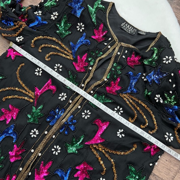Jakelin Designs Vintage Beaded Sequin Silk Jacket 2X - Picture 14 of 16